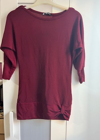 Bordo Kadın Uzun Kollu Salaş Kazak - Görsel 3