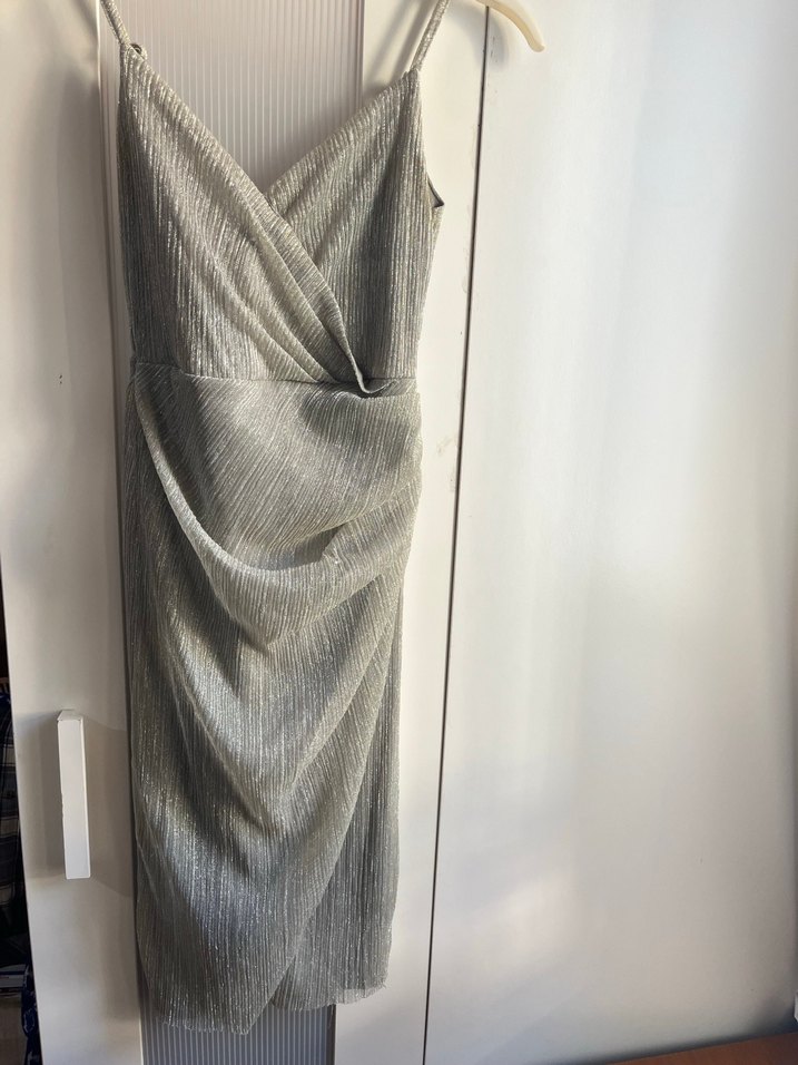 Gri Drapeli Uzun Abiye Elbise - Görsel 2