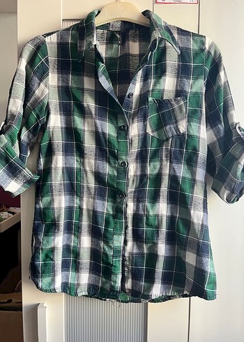 Bordo Ekose Uzun Kollu Kadın Gömlek - Görsel 2