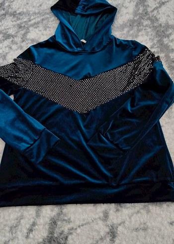 Payetli Kapüşonlu Sweatshirt - Görsel 2