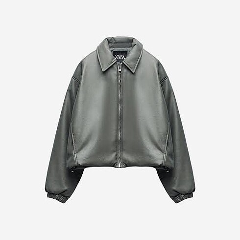 xs Beden Zara suni deri haki bomber ceket