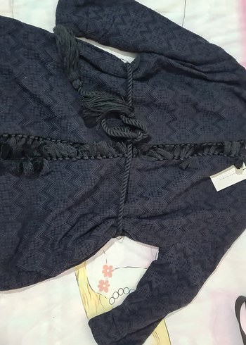 zara marka lacivert Desenli Uzun Kadın Kimono