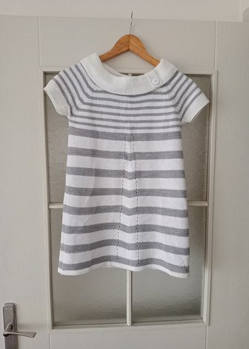 Gri Çizgili Triko elbise - Görsel 3