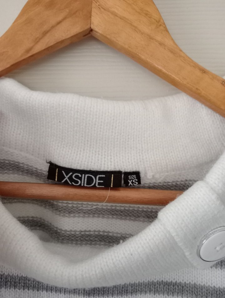 Gri Çizgili Triko elbise - Görsel 2