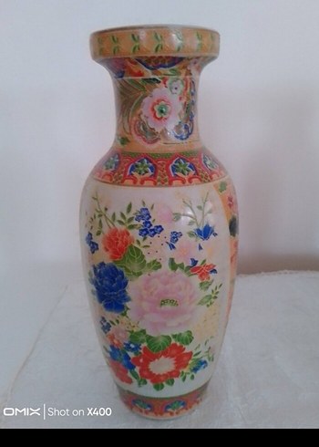 Vintage Renkli Çiçek Desenli çini vazolar 3 adet - Görsel 3