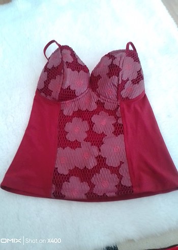 Bordo Dantel İşlemeli Straplez Mini Bustiyer - Görsel 4