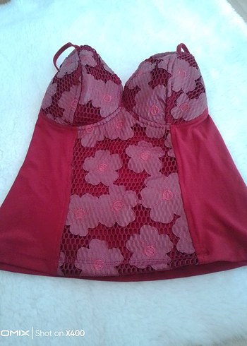 Bordo Dantel İşlemeli Straplez Mini Bustiyer - Görsel 8