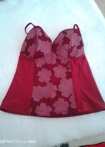 Bordo Dantel İşlemeli Straplez Mini Bustiyer - Görsel 3