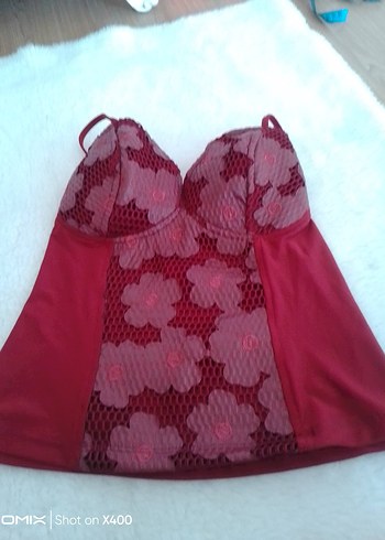 Bordo Dantel İşlemeli Straplez Mini Bustiyer - Görsel 5