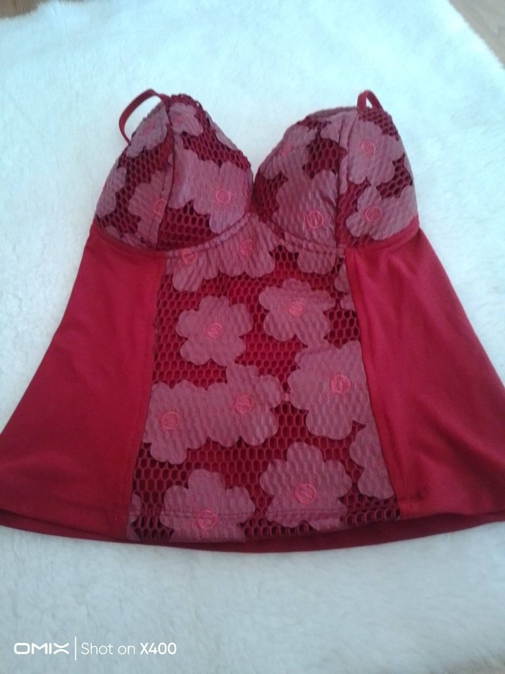 Bordo Dantel İşlemeli Straplez Mini Bustiyer - Görsel 2