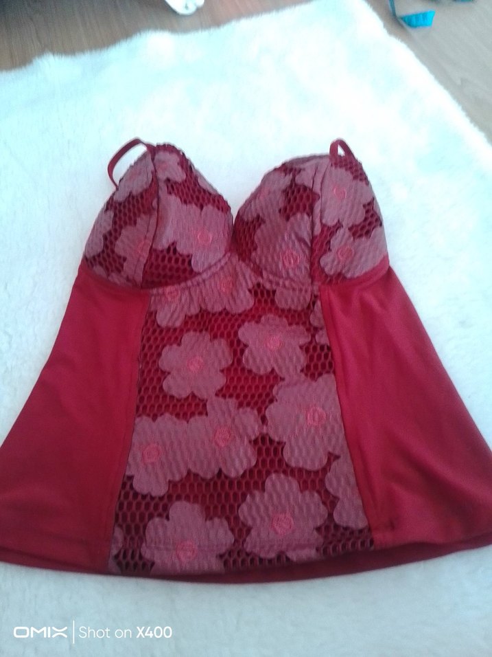 Bordo Dantel İşlemeli Straplez Mini Bustiyer - Görsel 5