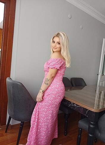 LC Waikiki Pembe Çiçekli Elbise