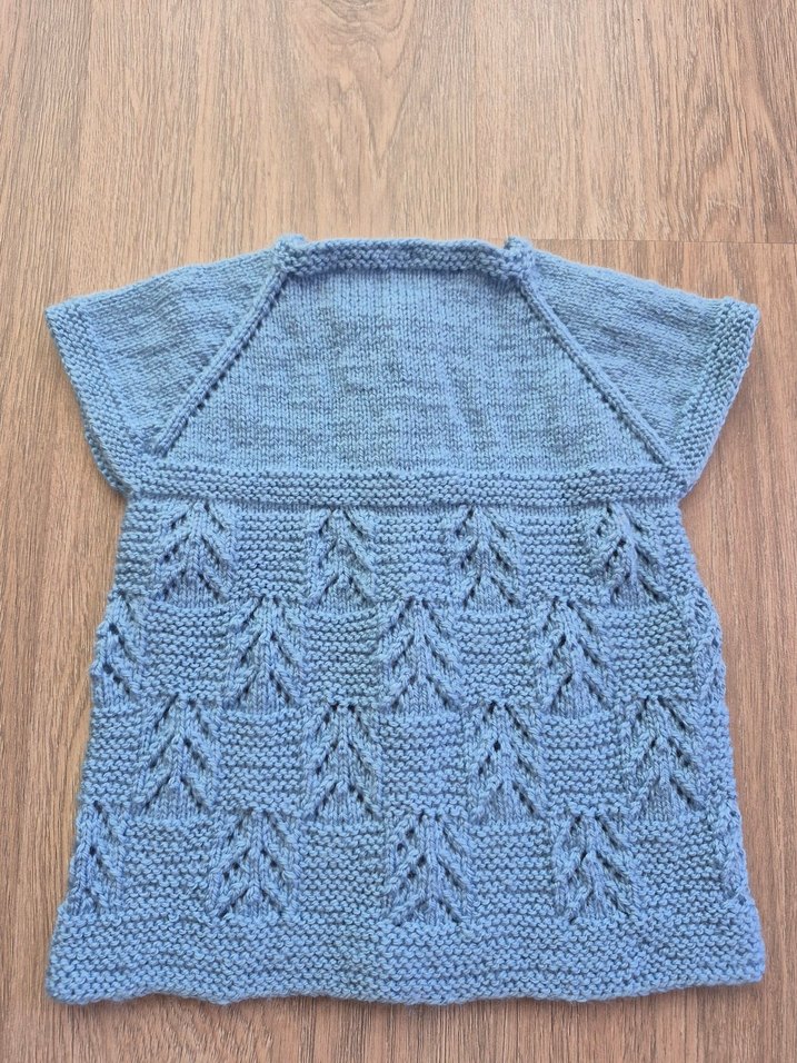 Mavi Kısa Kollu Örgü Bebek Hırkası - Görsel 2