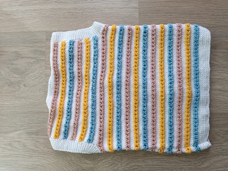 Çizgili Örgü Kız Hırka - Görsel 2