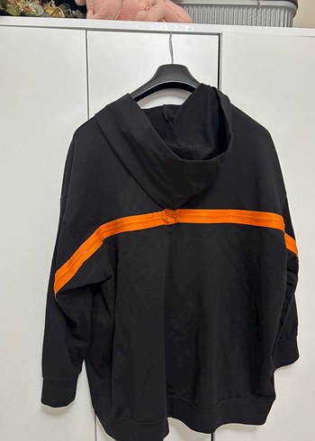 Siyah Kapüşonlu Fermuarlı Oversize Sweatshirt - Görsel 2
