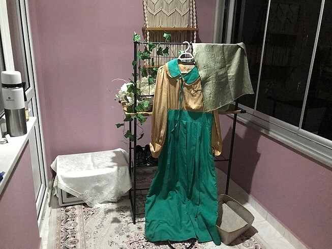m Beden yeşil Renk Puanw kadın saten elbise 38