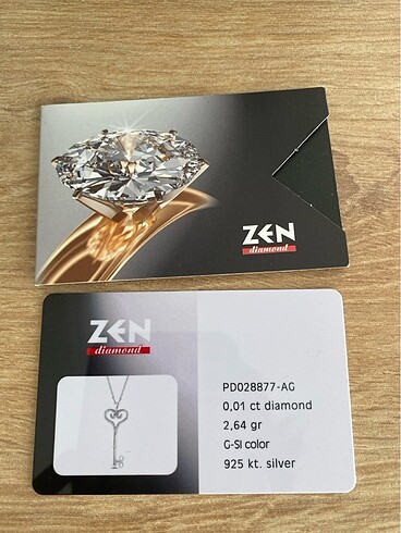 Beden gri Renk Zen Pırlantalı Anahtar Kolye