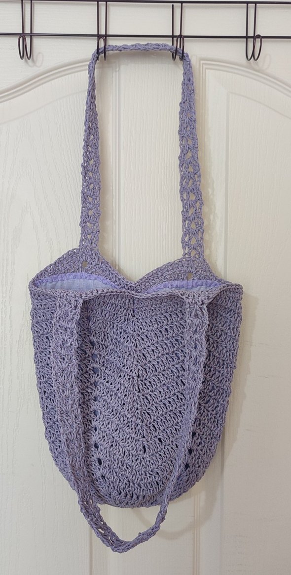 Dantel Detaylı Lila Örgü Bohem Çanta - Görsel 2