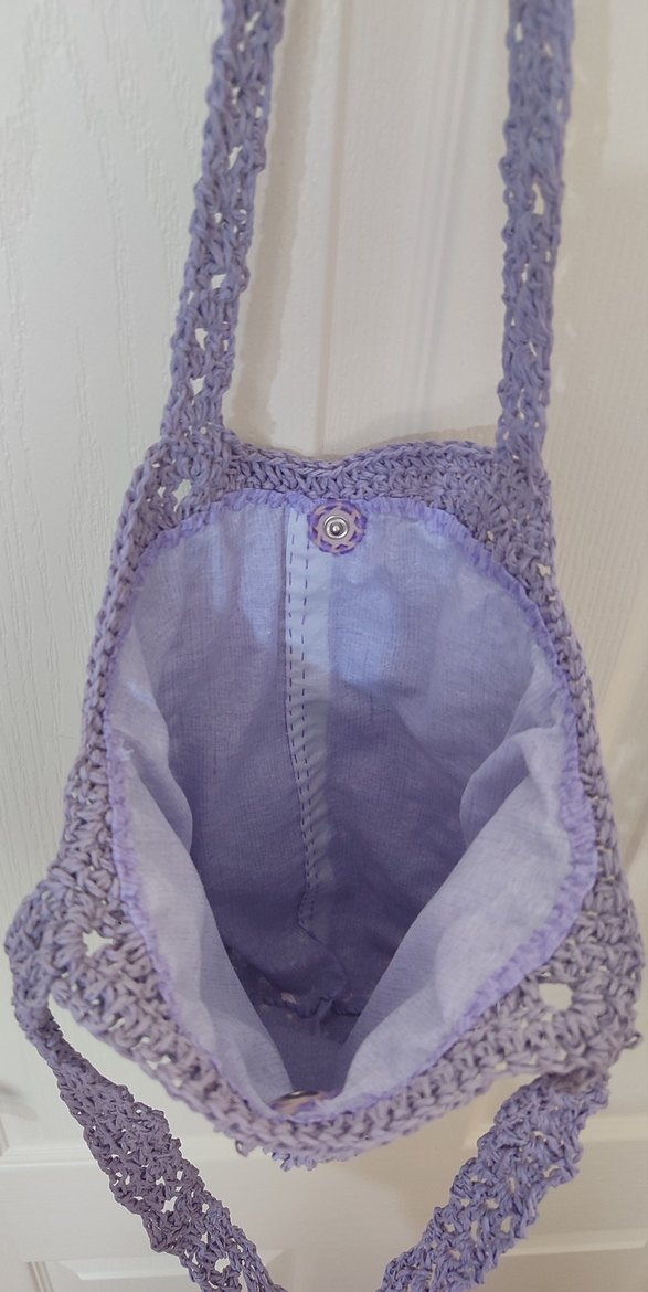 Dantel Detaylı Lila Örgü Bohem Çanta - Görsel 3