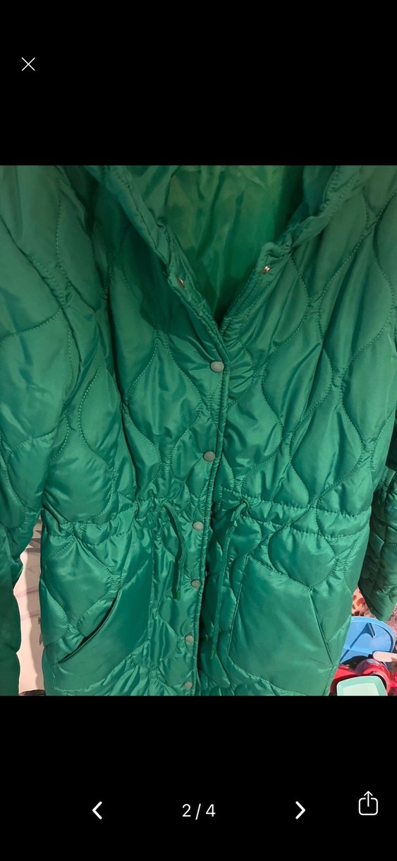 Düğmeli Koyu Yeşil Midi Kadın Mont - Görsel 2