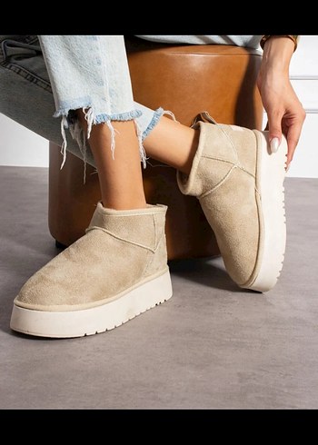 Bej Süet Tüylü Kadın Dolgu Topuk Bot - Görsel 2