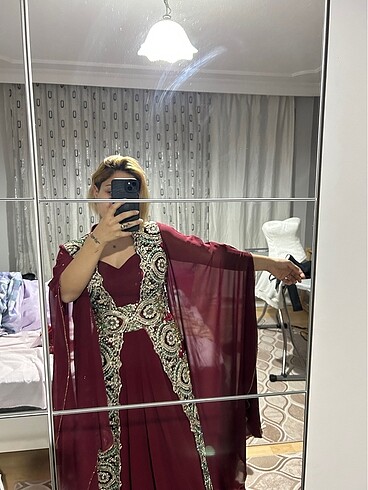 m Beden bordo Renk Bindallı kına gecesi abiyesi