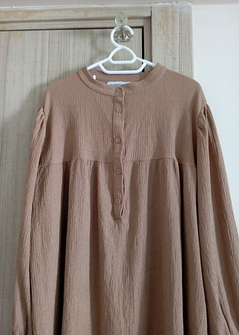 xl Beden Düğmeli Camel Tunik