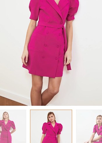 Kemerli Mini Pembe Elbise