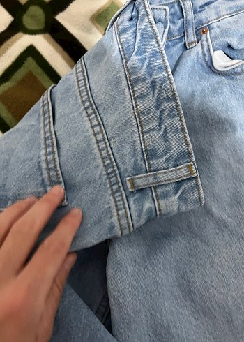 38 Beden mavi Renk Düğmeli Açık Mavi Bol Kesim Kadın Kot Pantolon