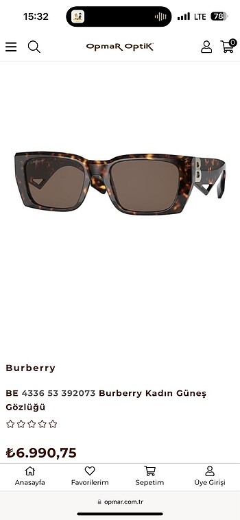Burberry Burberry Kadın Güneş Gözlüğü