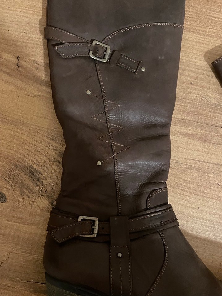 Kahverengi Tokalı Deri Dizüstü Bot - Görsel 2