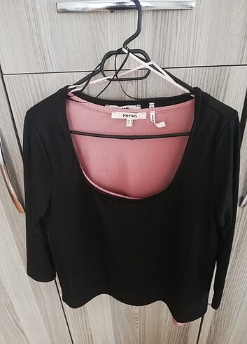 Yarım kollu, crop bluz