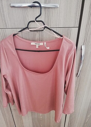 Koton Yarım kollu, crop bluz