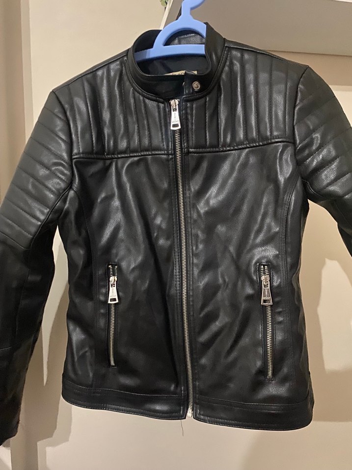 Siyah Kadın Deri Biker Ceket — görsel 2/4