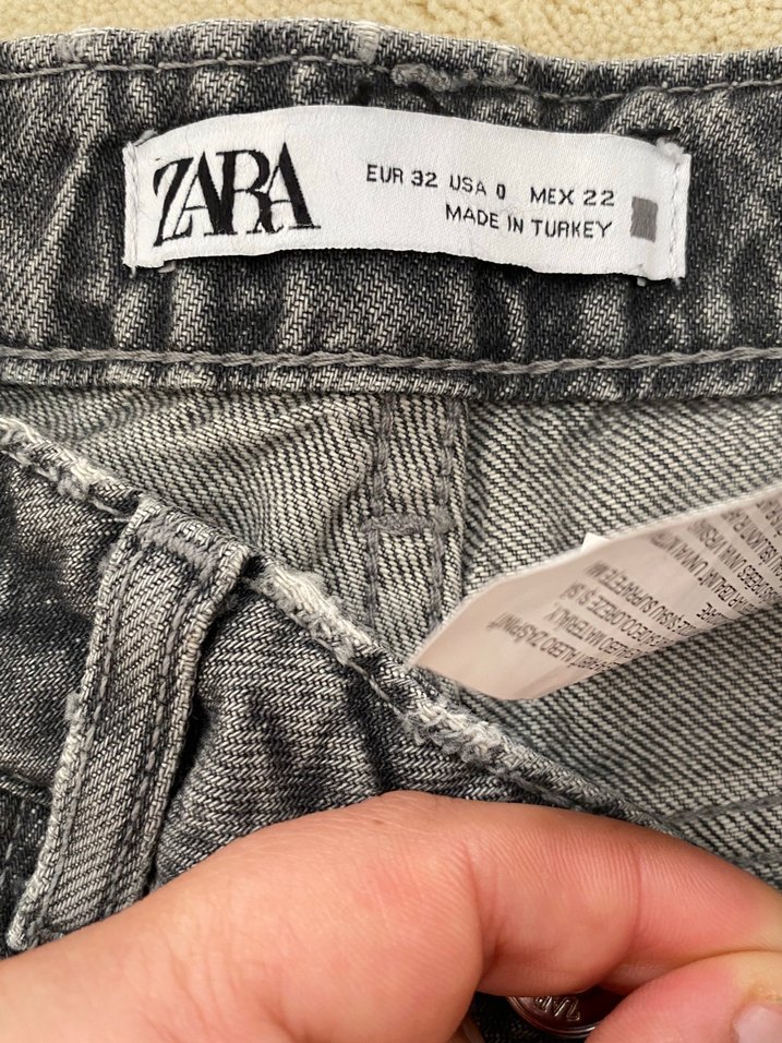 Zara Yüksek Bel Gri Denim Şort — görsel 7/8