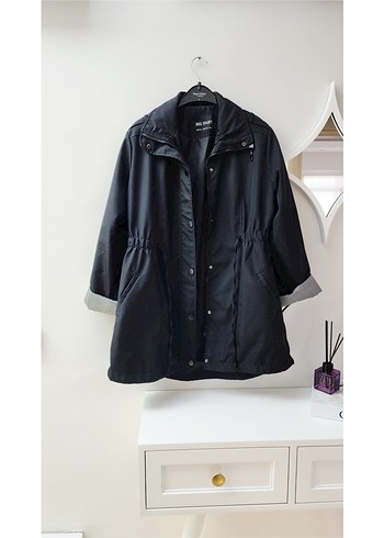 xl Beden siyah Renk Beli Büzgülü Trençkot