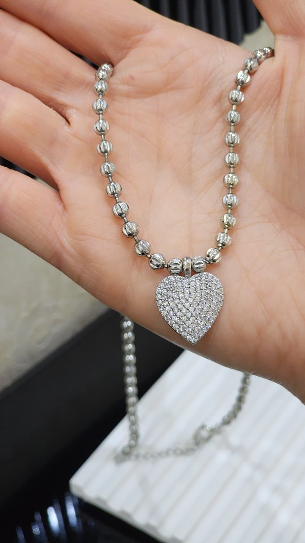 Gümüş Renk Çelik Kolye - Görsel 3