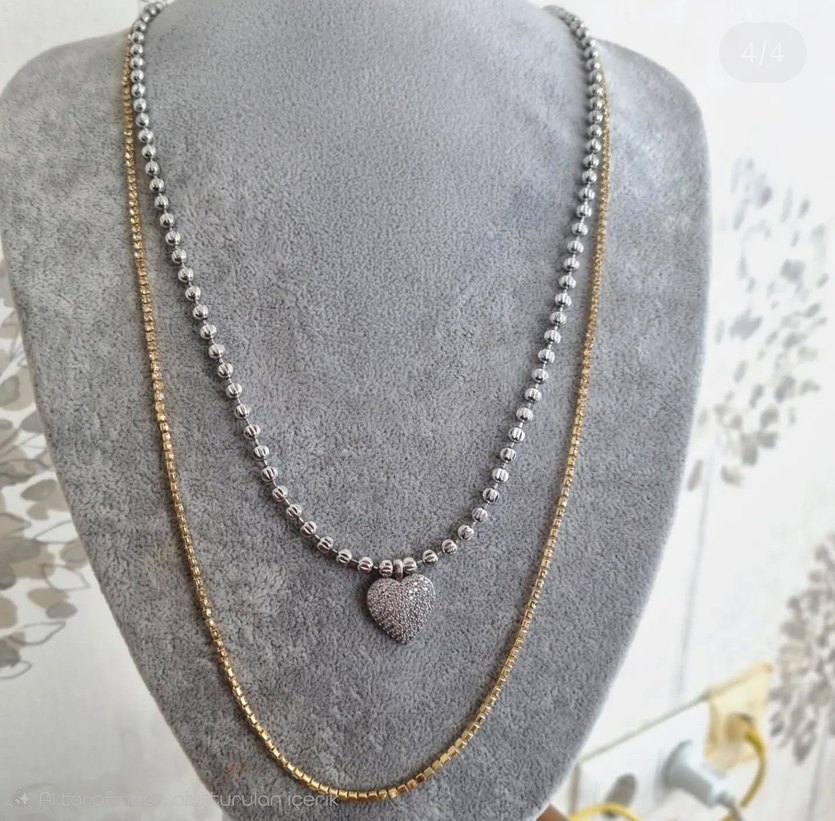 Gümüş Renk Çelik Kolye - Görsel 2