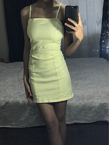 Kot sarı mini elbise