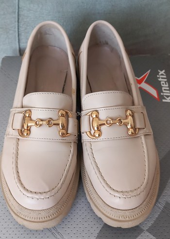 37 Beden ten rengi Renk Bej Loafer Gold Tokalı Makosen Ayakkabı
