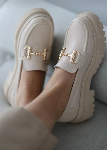 Bej Loafer Gold Tokalı Makosen Ayakkabı