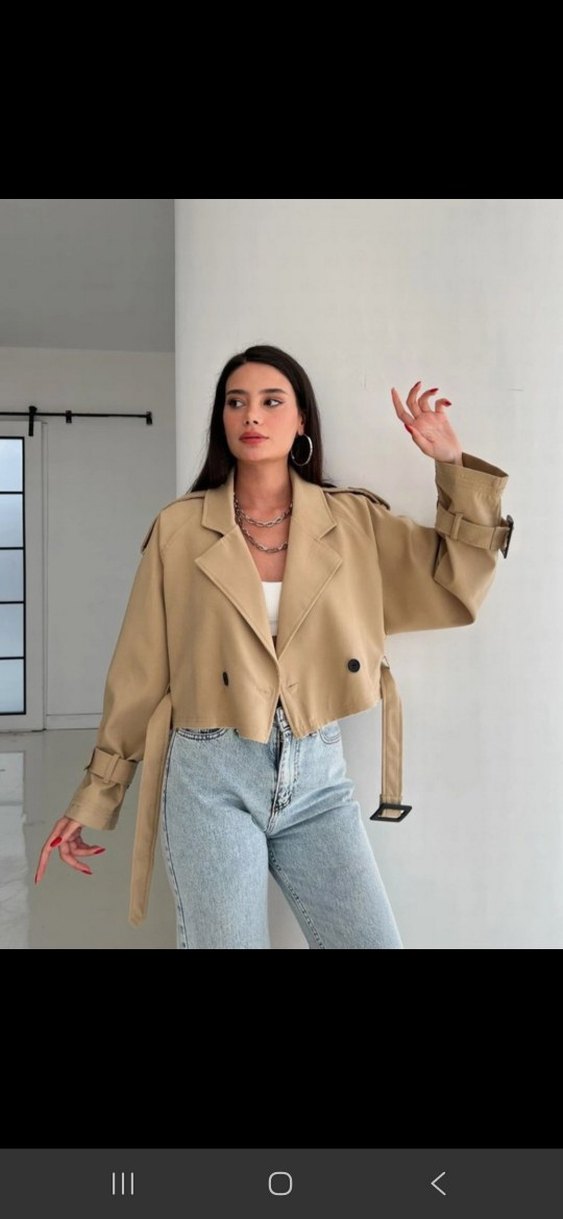 Kemerli Bej Süet Mini Trençkot SOHO butik
 SON FİYAT - Görsel 2