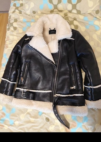 Kürk Detaylı Siyah Deri Kadın Ceket - Görsel 3