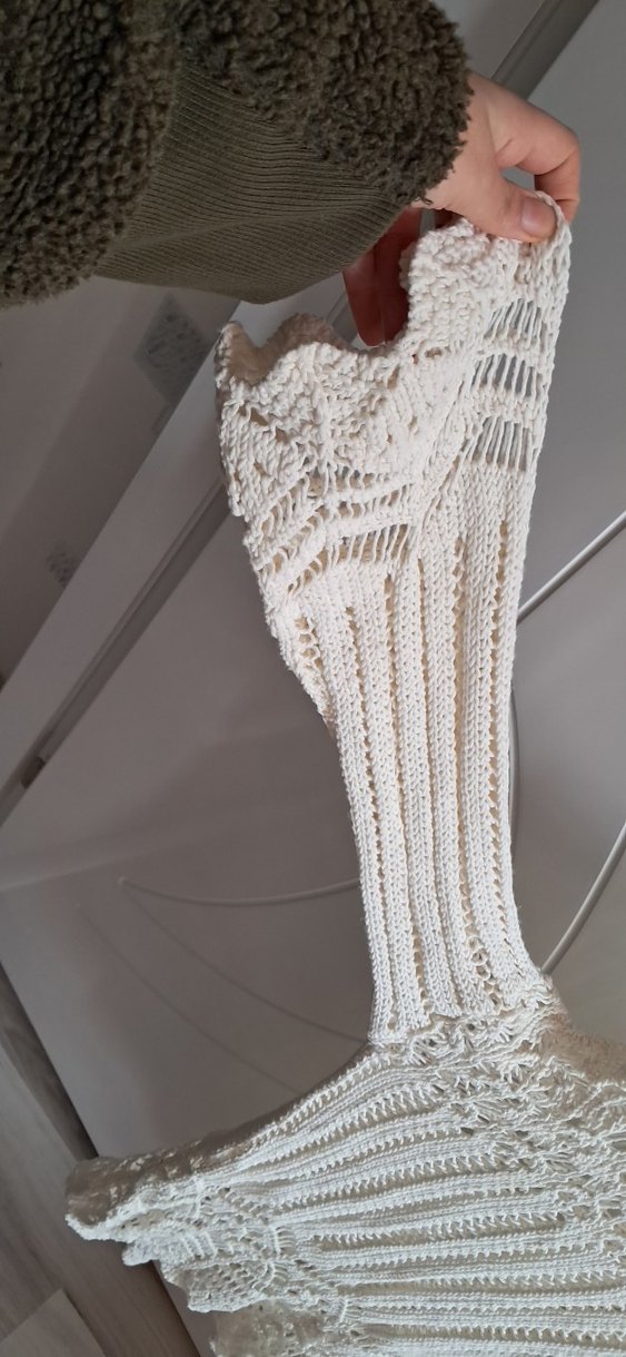 Bohem Beyaz Örgü Kolsuz Kadın Kazak - Görsel 2