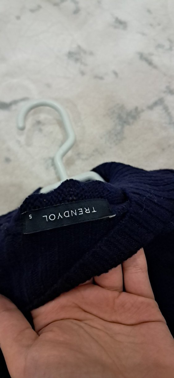 Kadın Lacivert Boğazlı Triko Kazak - Görsel 2