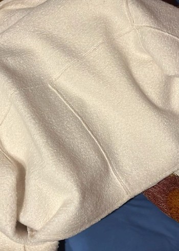 Beyaz Fermuarlı Kadın Midi Ceket - Görsel 4