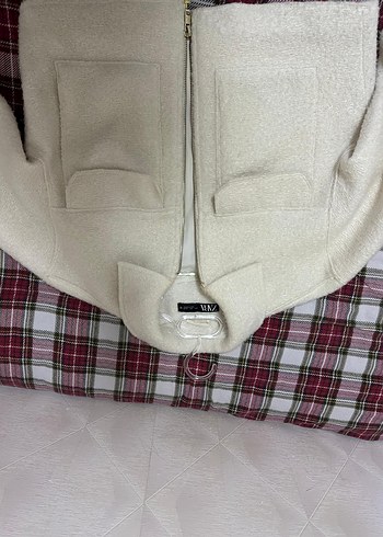 Beyaz Fermuarlı Kadın Midi Ceket - Görsel 5