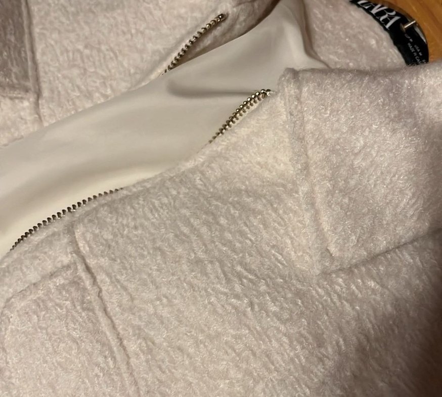 Beyaz Fermuarlı Kadın Midi Ceket - Görsel 2