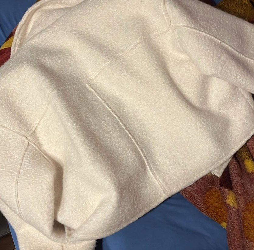 Beyaz Fermuarlı Kadın Midi Ceket - Görsel 4