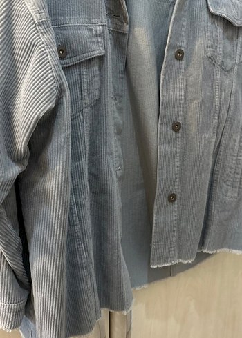 Düğmeli Gri Kadın Denim Ceket - Görsel 2